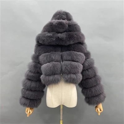 Jaket Bertudung bulu musang